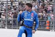 Denny Hamlin (11) celebrates his win during the Cook Out 400 at Martinsville Speedway. Source: Imagn